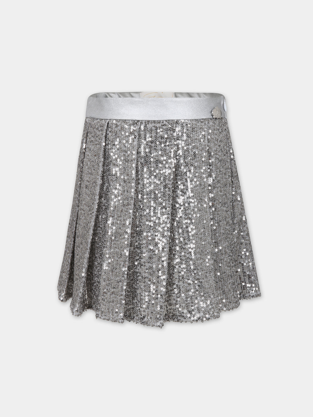 Silver skirt for girl with sequins